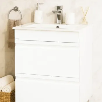 Set Baza front MDF si Lavoar seria 086, cu sertare, 60 cm, alb imagine