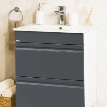 Set Baza front MDF si Lavoar seria 086, cu sertare, 60 cm, antracit imagine