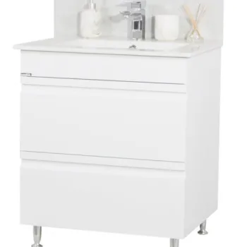 Set Baza front MDF si Lavoar seria 086, cu sertare, 70 cm, alb imagine