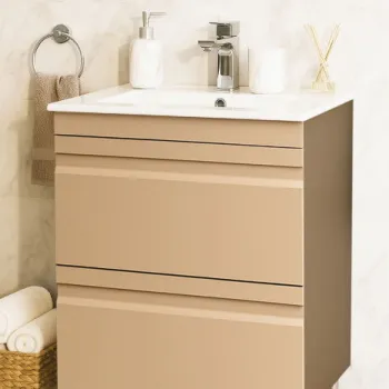 Set Baza front MDF si Lavoar seria 086, cu sertare, montat, 60 cm, cappuccino imagine