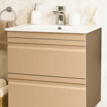 Set Baza front MDF si Lavoar seria 086, cu sertare, montat, 70 cm, cappuccino imagine