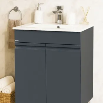 Set Baza front MDF si Lavoar seria 086, montat, 60 cm, antracit imagine