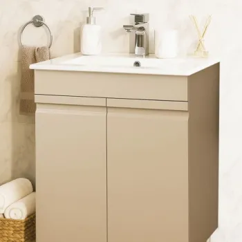Set Baza front MDF si Lavoar seria 086, montat, 60 cm, cappuccino imagine