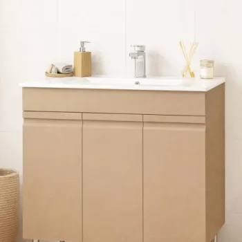 Set Baza front MDF si Lavoar seria 086, montat, 80 cm, cappuccino imagine