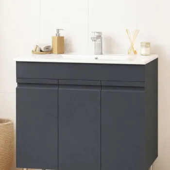 Set Baza front MDF si Lavoar seria 086, montata, 80 cm, antracit imagine