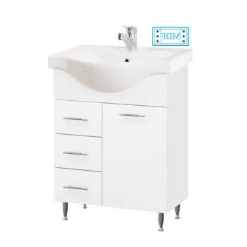 Set Baza front MDF si Lavoar seria 153, cu sertare, 60 cm, alb imagine
