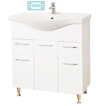 Set Baza front MDF si Lavoar seria 153, cu sertare, 75 cm, alb imagine
