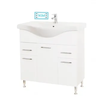 Set Baza front MDF si Lavoar seria 153, cu sertare, 80 cm, alb imagine
