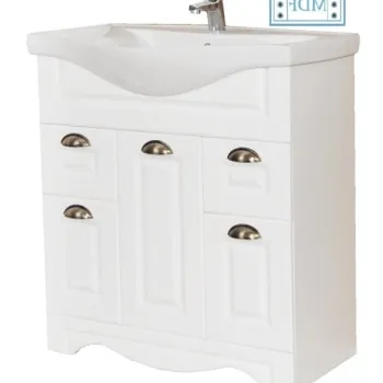 Set Baza front MDF si Lavoar seria 172, cu sertare, 75 cm, alb rustic imagine