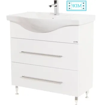 Set Baza front MDF si Lavoar seria 187, 80 cm, alb imagine