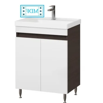 Set Baza front MDF si Lavoar seria 286, 60 cm, alb + wenge imagine