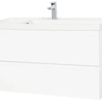Set Baza front MDF si Lavoar seria 286, suspendata cu sertare, 100 cm, alb imagine