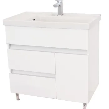 Set Baza front MDF si Lavoar seria 288, cu sertare, montata, 80 cm, alb imagine