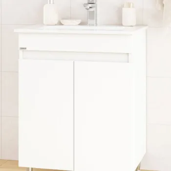 Set Baza front MDF si Lavoar seria 386, montat, 60 cm, alb imagine