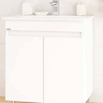 Set Baza front MDF si Lavoar seria 386, montat, 70 cm, alb imagine