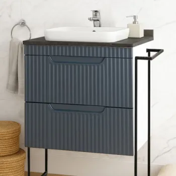 Set Baza front MDF si Lavoar seria 633, cu sertare, cadru metalic, 60 cm, antracit imagine