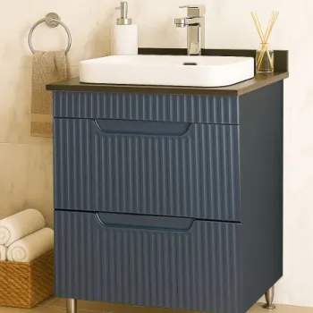 Set Baza front MDF si Lavoar seria 633, cu sertare, montat, 60 cm, antracit imagine
