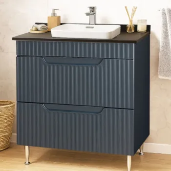 Set Baza front MDF si Lavoar seria 633, cu sertare, montat, 80 cm, antracit imagine