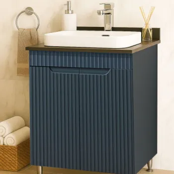 Set Baza front MDF si Lavoar seria 633, montat, 60 cm, antracit imagine