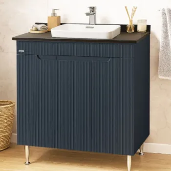 Set Baza front MDF si Lavoar seria 633, montat, 80 cm, antracit imagine