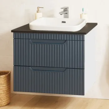 Set Baza front MDF si Lavoar seria 633, suspendata, cu sertare, 60 cm, antracit imagine