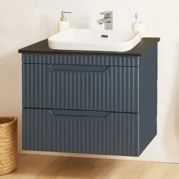 Set Baza front MDF si Lavoar seria 633, suspendata, cu sertare, montat, 60 cm, antracit imagine