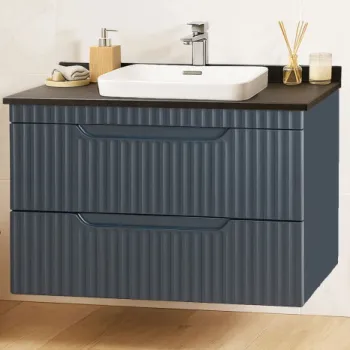 Set Baza front MDF si Lavoar seria 633, suspendata, cu sertare, montat, 80 cm, antracit imagine
