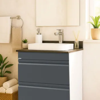 Set Baza front MDF si Lavoar seria 686, cu sertare, 60 cm, antracit imagine