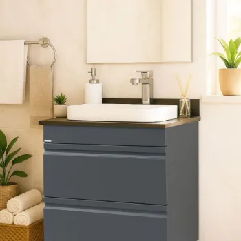 Set Baza front MDF si Lavoar seria 686, cu sertare, montat, 60 cm, antracit imagine