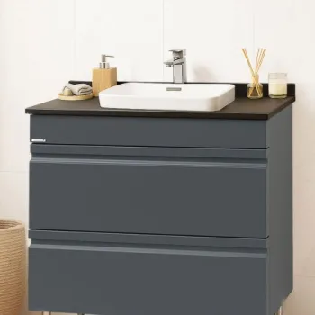 Set Baza front MDF si Lavoar seria 686, cu sertare, montat, 80 cm, antracit imagine