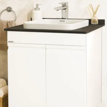 Set Baza front MDF si Lavoar seria 686, montat, 70 cm, alb imagine