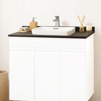 Set Baza front MDF si Lavoar seria 686, montat, 80 cm, alb imagine