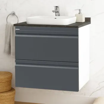 Set Baza front MDF si Lavoar seria 686, suspendata, cu sertare, 60 cm, antracit imagine