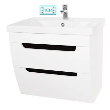 Set Baza front MDF si Lavoar seria 730, suspendata cu sertare, 60 cm, alb rustic imagine