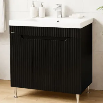 Set Baza front MDF si Lavoar seria 733, 80 cm, negru imagine