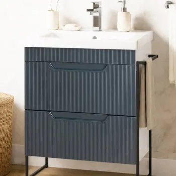 Set Baza front MDF si Lavoar seria 733, cadru metalic, cu sertare, 60 cm, antracit imagine
