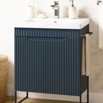 Set Baza front MDF si Lavoar seria 733, cadru metalic, montata, 60 cm, antracit imagine