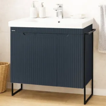 Set Baza front MDF si Lavoar seria 733, cadru metalic, montata, 80 cm, antracit imagine
