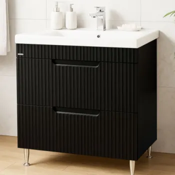 Set Baza front MDF si Lavoar seria 733, cu sertare, 80 cm, negru imagine