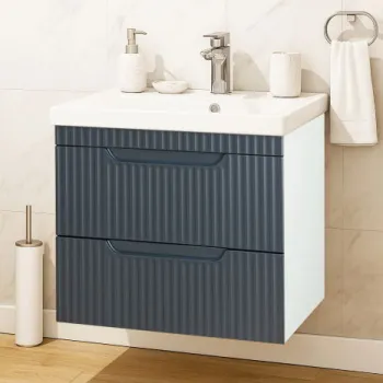 Set Baza front MDF si Lavoar seria 733, suspendata cu sertare, 60 cm, antracit imagine