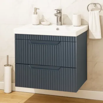 Set Baza front MDF si Lavoar seria 733, suspendata, cu sertare, montat, 60 cm, antracit imagine