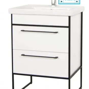 Set Baza front MDF si Lavoar seria 740, cadru metalic, 60 cm, alb imagine