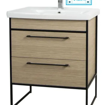 Set Baza front MDF si Lavoar seria 740, cadru metalic, 70 cm, fag imagine