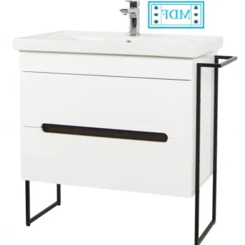 Set Baza front MDF si Lavoar seria 750, cadru metalic, 80 cm, alb imagine