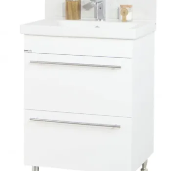 Set  Baza front MDF si Lavoar seria 754, cu sertare, 60 cm, alb imagine