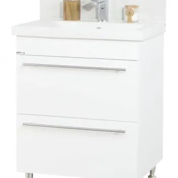 Set Baza front MDF si Lavoar seria 754, cu sertare, 65 cm, alb imagine