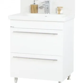 Set Baza front MDF si Lavoar seria 754, cu sertare, 70 cm, alb imagine
