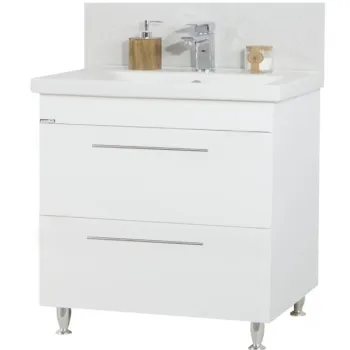 Set Baza front MDF si Lavoar seria 754, cu sertare, 80 cm, alb imagine