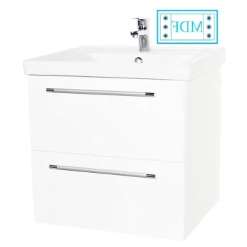 Set Baza front MDF si Lavoar seria 754, suspendata cu sertare, 60 cm, alb imagine