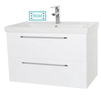 Set Baza front MDF si Lavoar seria 754, suspendata cu sertare, 80 cm, alb imagine